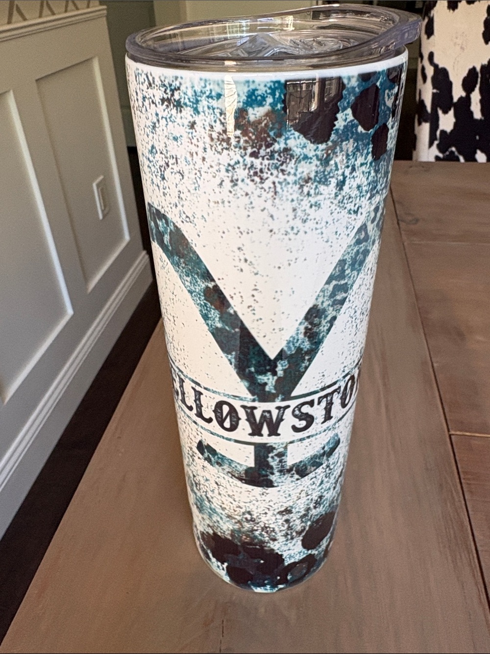 Yellowstone Logo Travel Tumbler - Teal & White